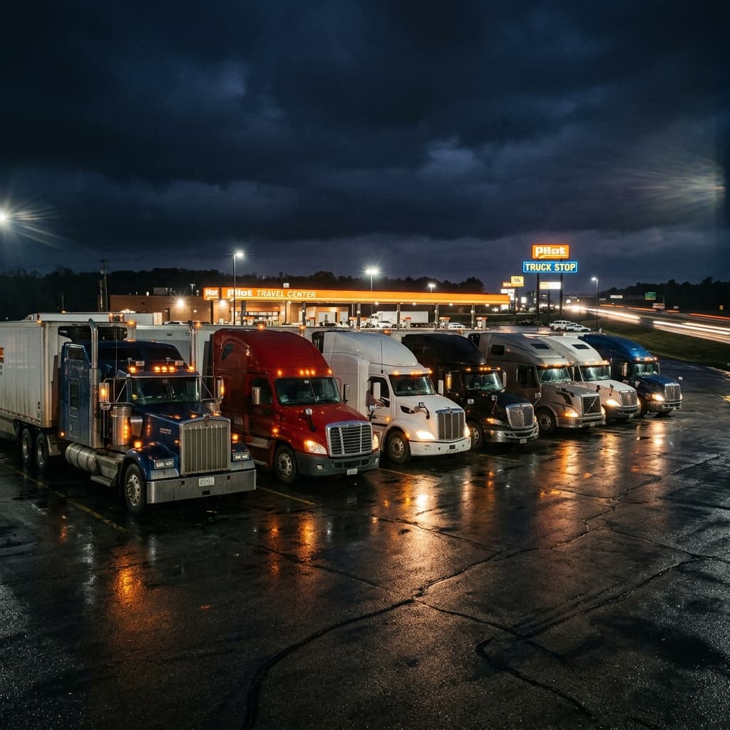 Trucks parked in a row